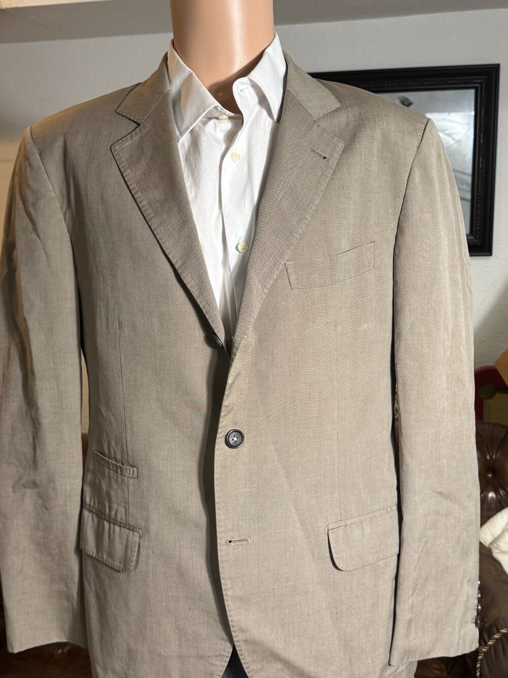 Brunello Cucinelli Taupe Cotton Blazer Sport Coat 50EU Italy 40R US Men's